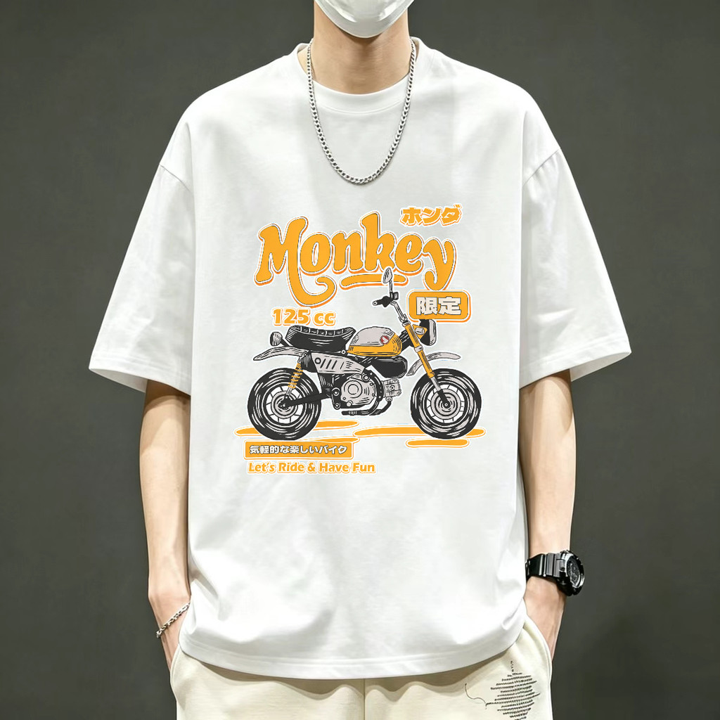 Kaos Pria Desain Motor Monkey 125 cc Honda Gaya Retro Kaos Vintage Kaos Casual Kaos Lengan Pendek Un