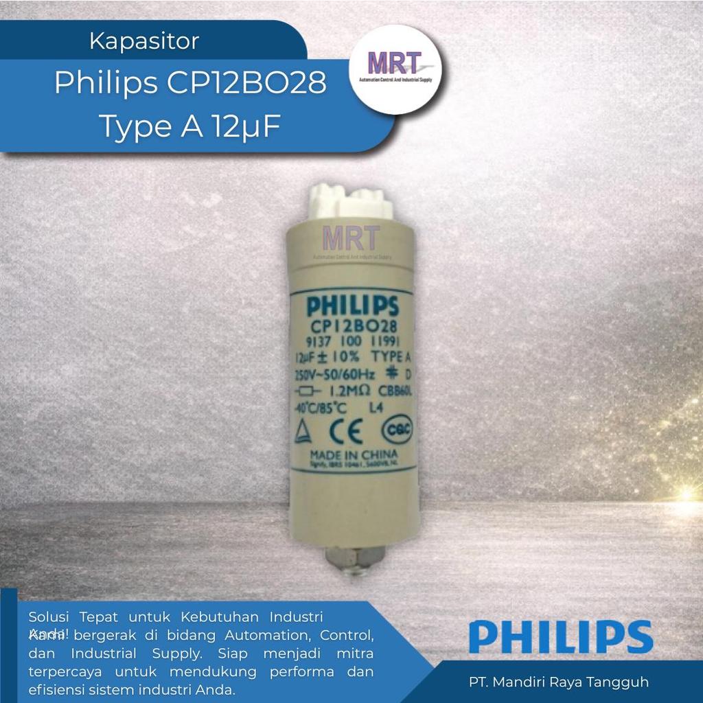 Philips Capacitor CP12BO28 Type A 12uF 250V 50/60Hz CBB60L – Kapasitor Motor & Pompa