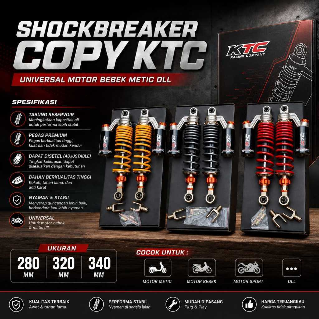 Shock Tabung Atas Replika RCB Black Series  / KTC Extrem 280 , 320 , 340