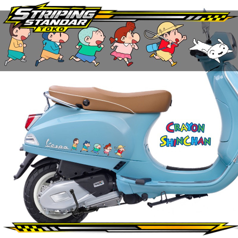 sticker sinchan stiker motor, helm, vespa, fillano, stylo,fazio