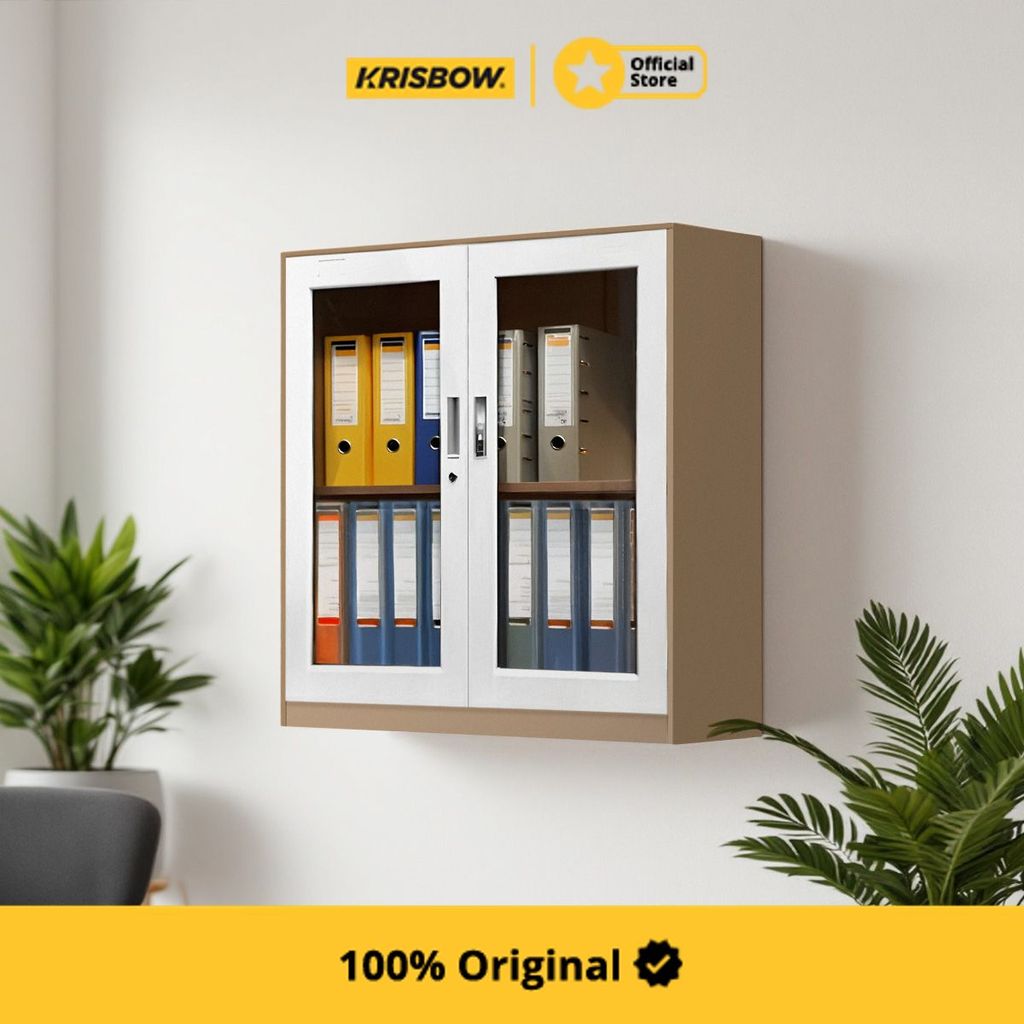 Krisbow Kabinet Kantor Pintu Kaca Short Lemari Arsip Filing Cabinet Kabinet Dokumen Furniture Kantor