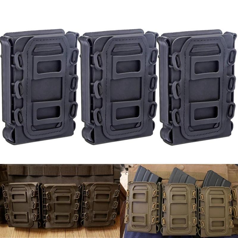 3Pcs Tactical Fast Mag TPR Flexible Molle Magazine Pouch Carrier for Ar15 M4 556762 Mag Pouch Rifle 