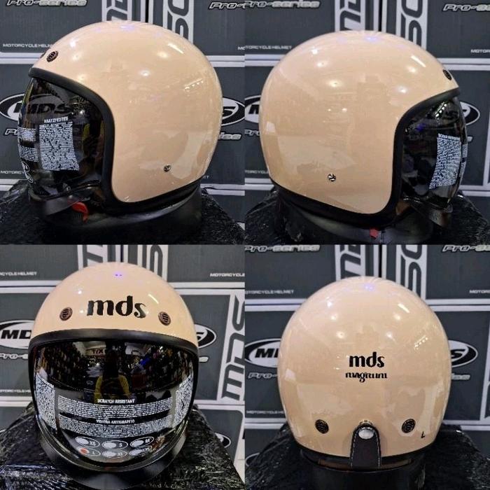 HELM MDS MAGNUM|| RETRO || CLASSIC Motorcycle mds magnum - cream, M