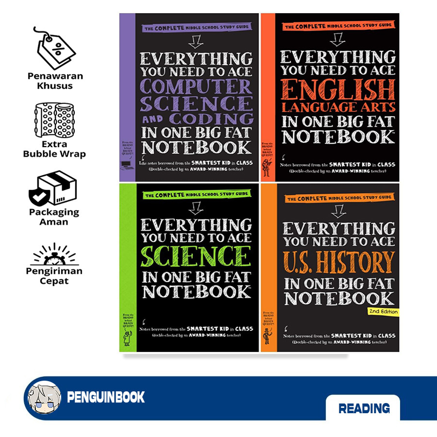 Everything You Need to Ace Series Middle School Edition 6-Book Bundle Set - Ultimate Study Guides fo