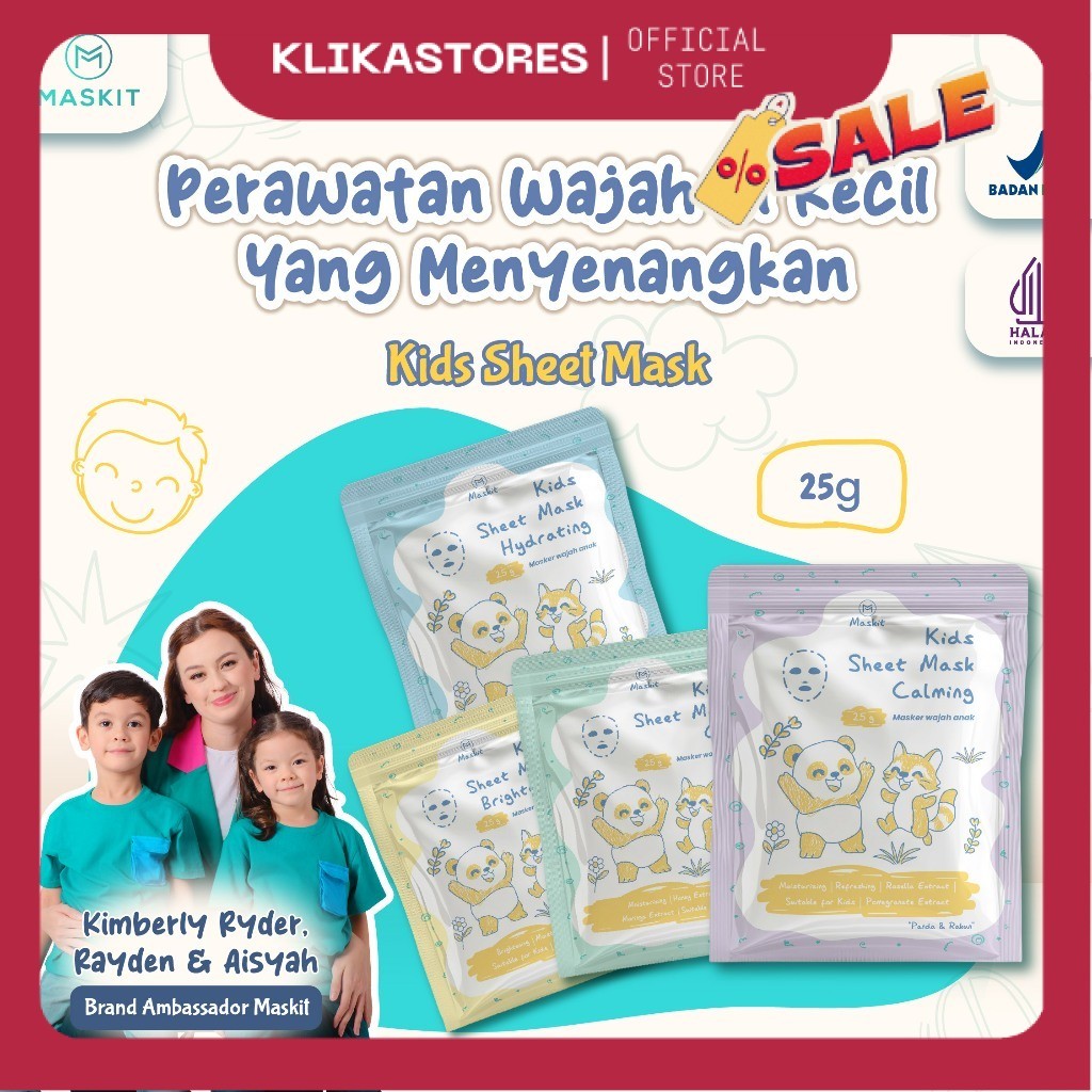 Maskit Kids Sheet Face Mask - Masker Wajah Anak - Sheet Mask Anak & Remaja GD