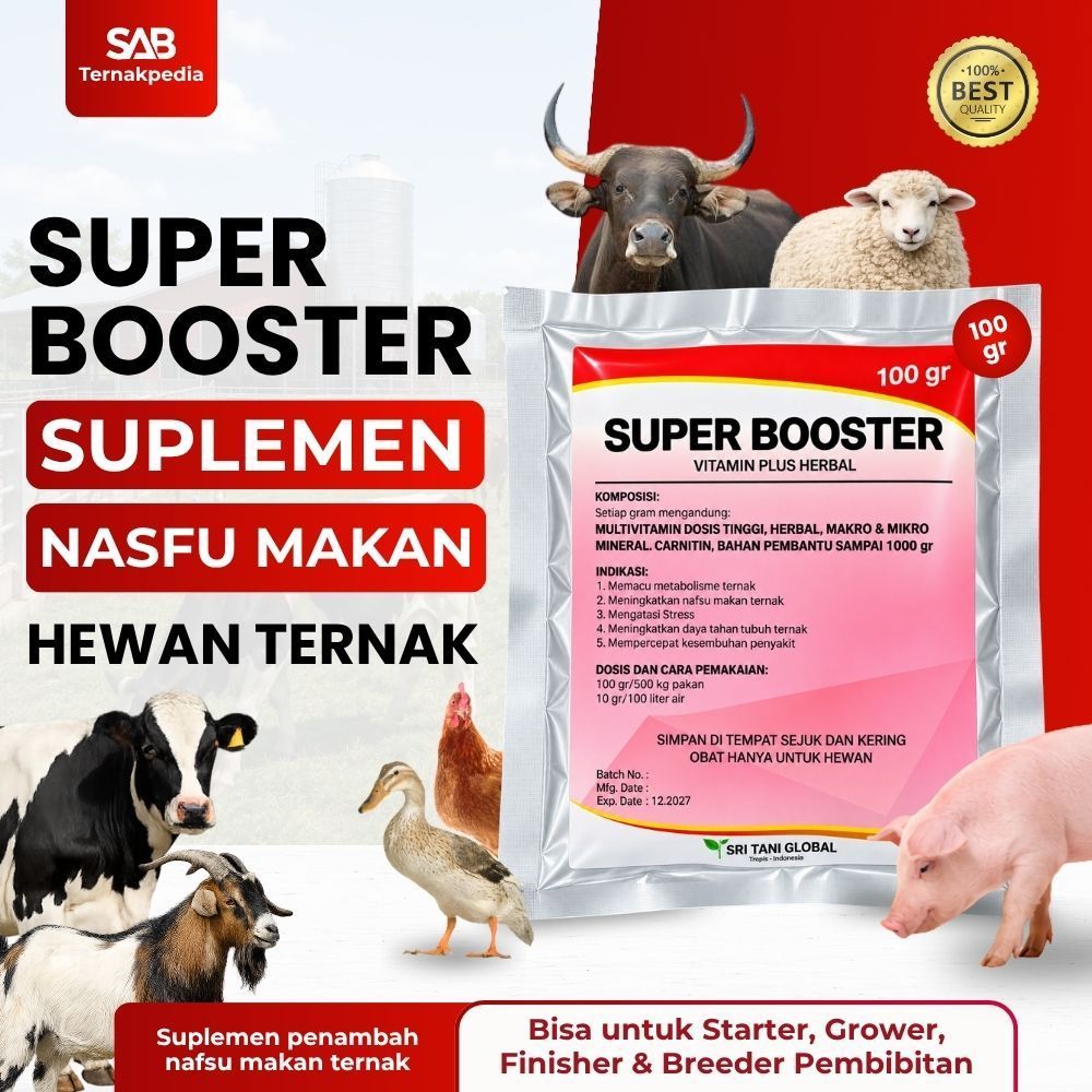 Super Booster 100 gram - Suplemen untuk Nafsu Makan Ternak - Obat Nafsu Makan Sapi - Obat Nafsu Maka