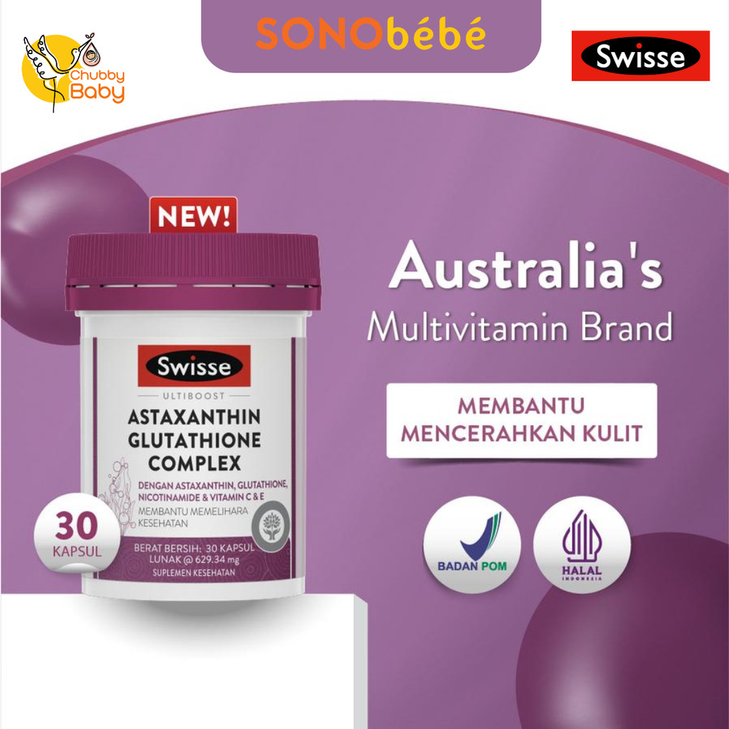 Swisse Ultiboost Astaxanthin Glutathione Complex 30 Capsules - Multivitamin untuk Membantu Mencerahk
