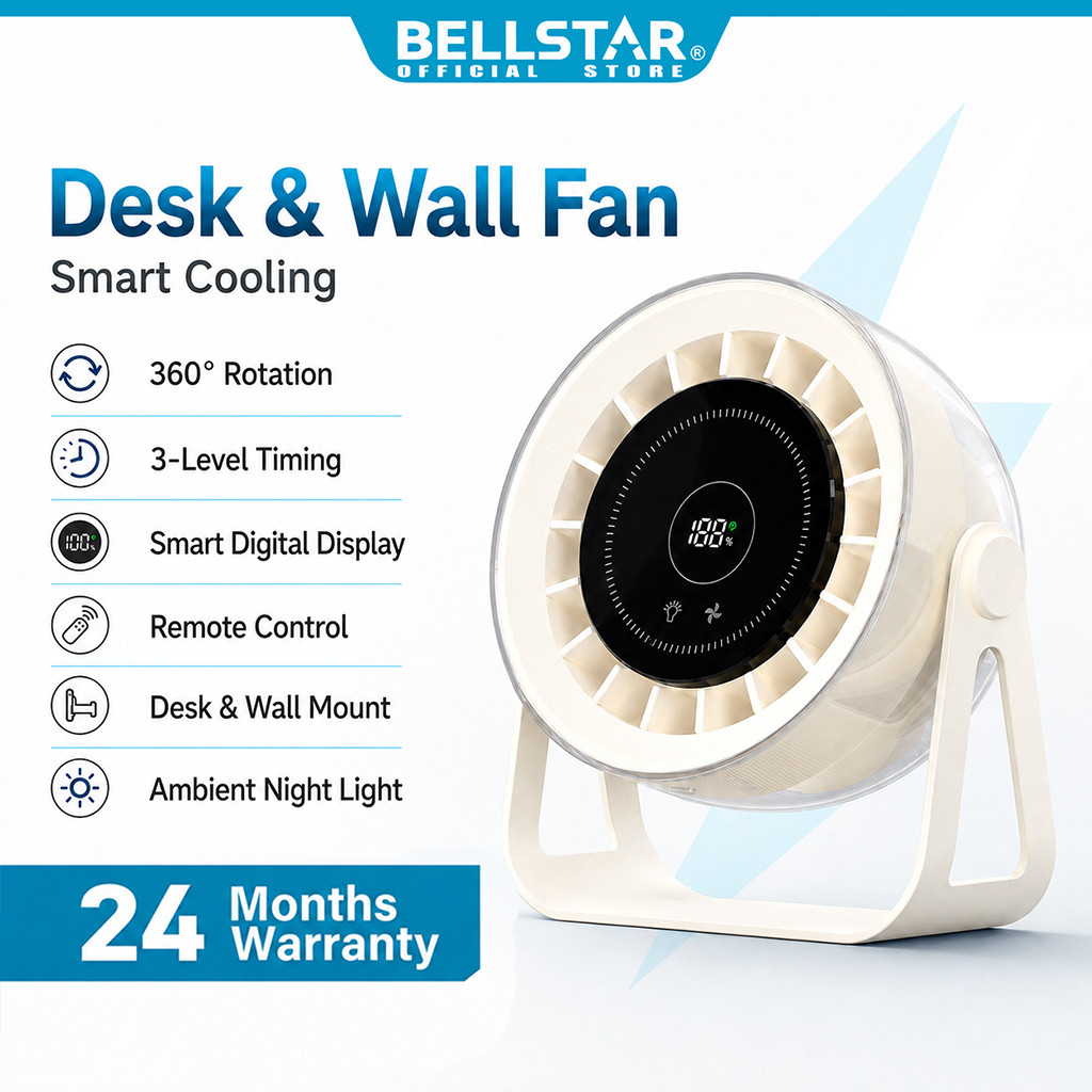 BELLSTAR Kipas Angin Portable Kipas Angin duduk Smart Fan Digital Display Remote Control 360° Putar 