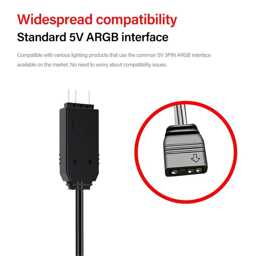(DT37) ARGB Controller SATA to 5V 3Pin Power Supply Mini RGB Controller for Computer CPU Case Cool F