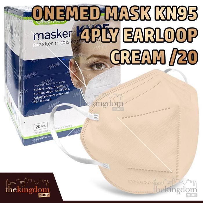 Onemed Mask N95 KN95 4Ply Masker Respirator Earloop Headloop /20 KN 95 - KN95 Cream, Plastik
