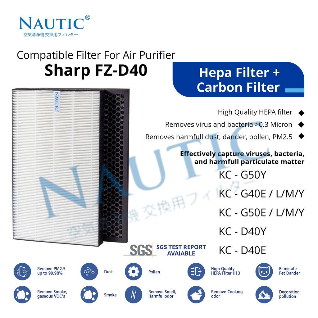 Hepa Filter Sharp KC D40 KC-D40Y KC-D40E KC G50 KC-G50Y KC-G50E KC-G50Y-W filter pengganti FZ-D40HFE