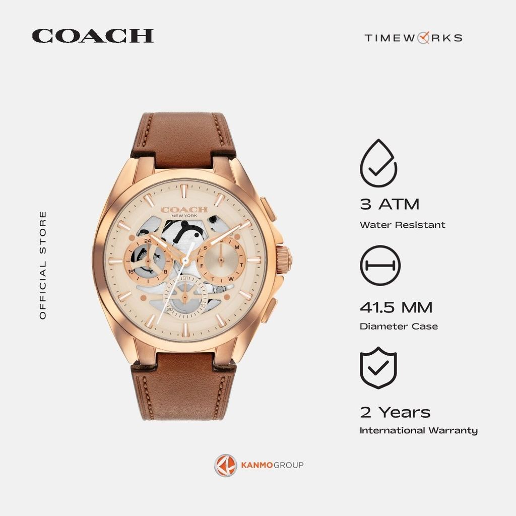 Coach Jackson Multifunction Saddle Leather Strap - Jam Tangan Pria - 14602772