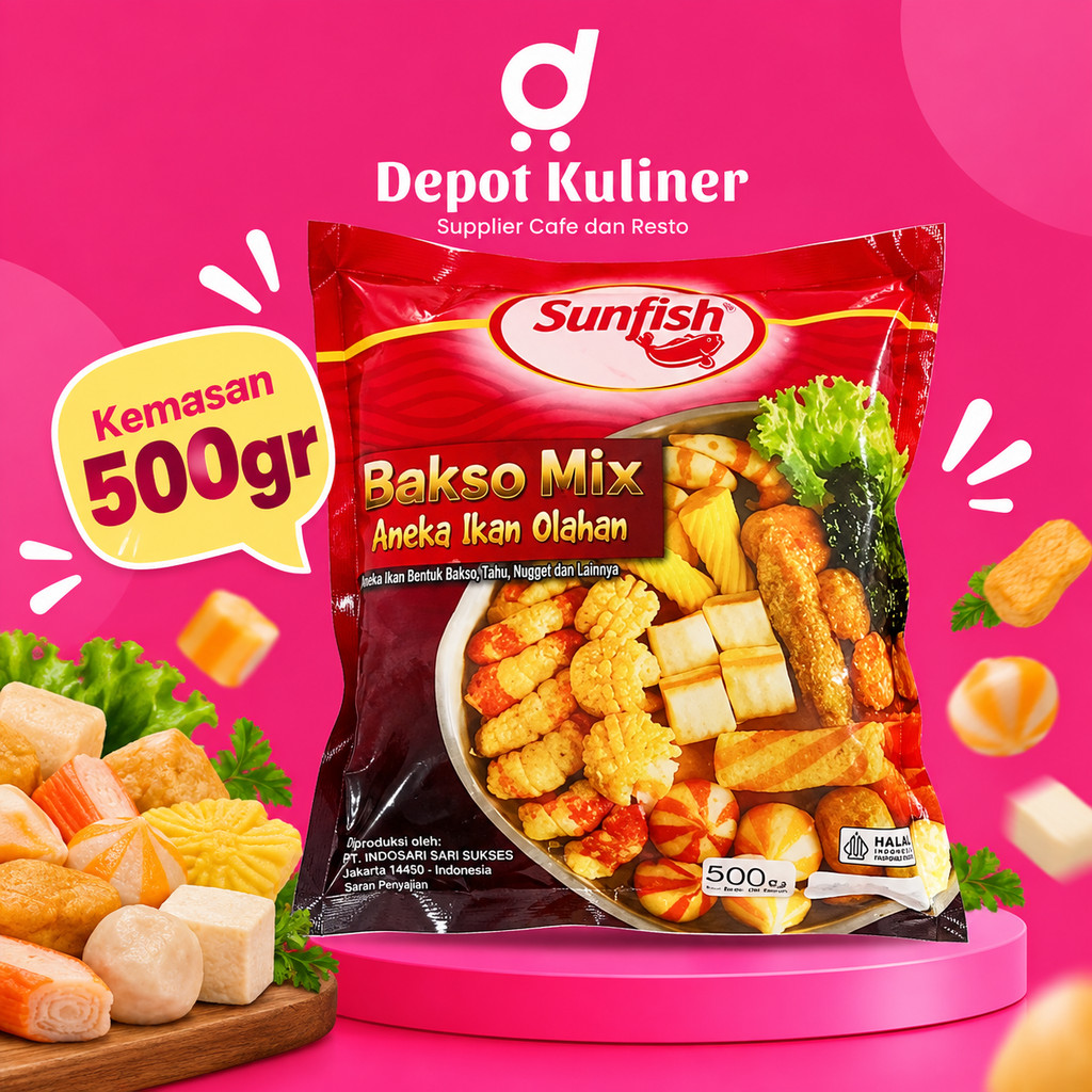 Sunfish Fish Ball Mix Tom Yum 500gr | Bakso Ikan Frozen Food Olahan Seafood