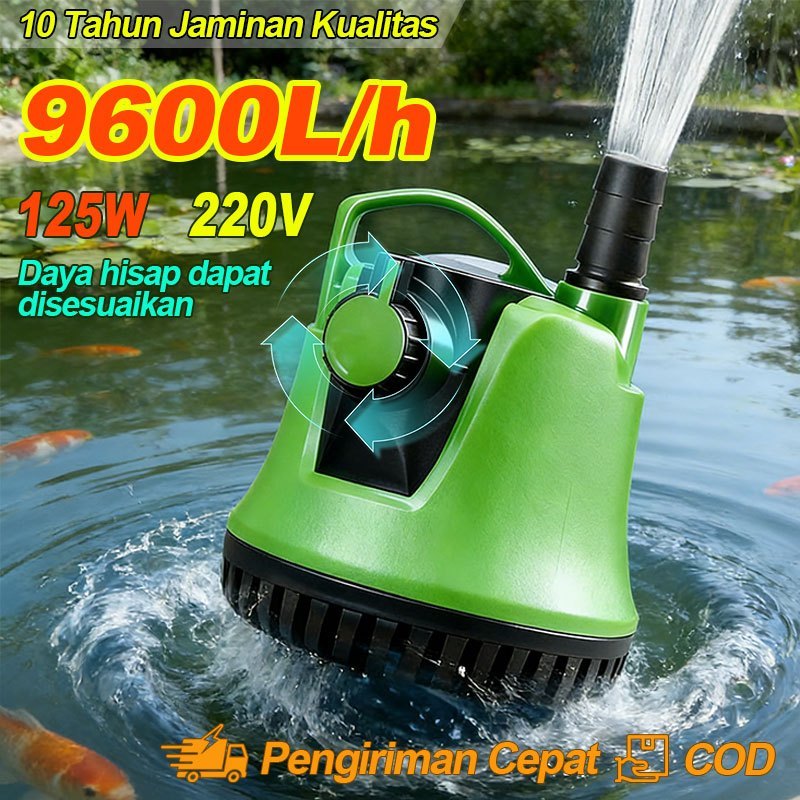 9600L/H pompa pompa air mini tekanan tinggi 125w 100w 80w 50w 25w air aquarium kinerja kuat pompa ai