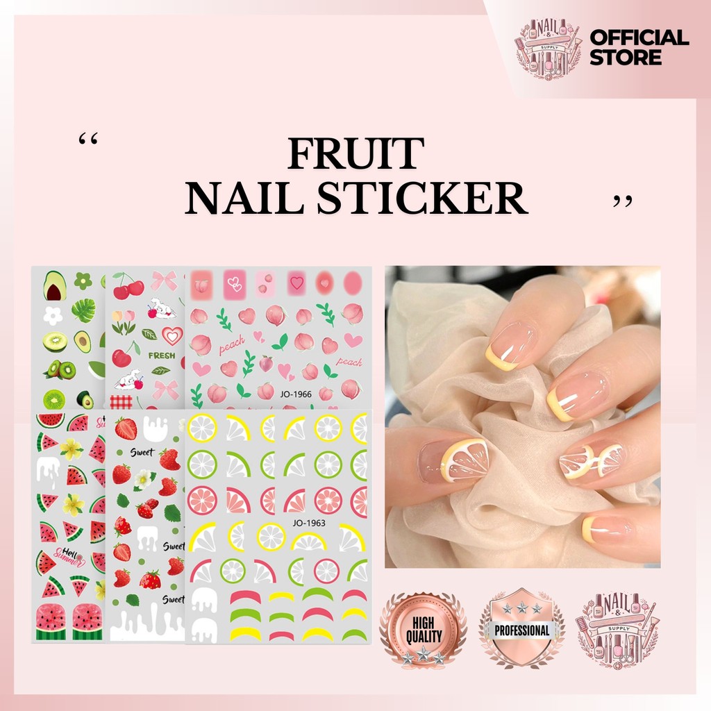 Sticker Nail Art Fruit Stiker Kuku Buah Buahan Aksesoris nails hiasan