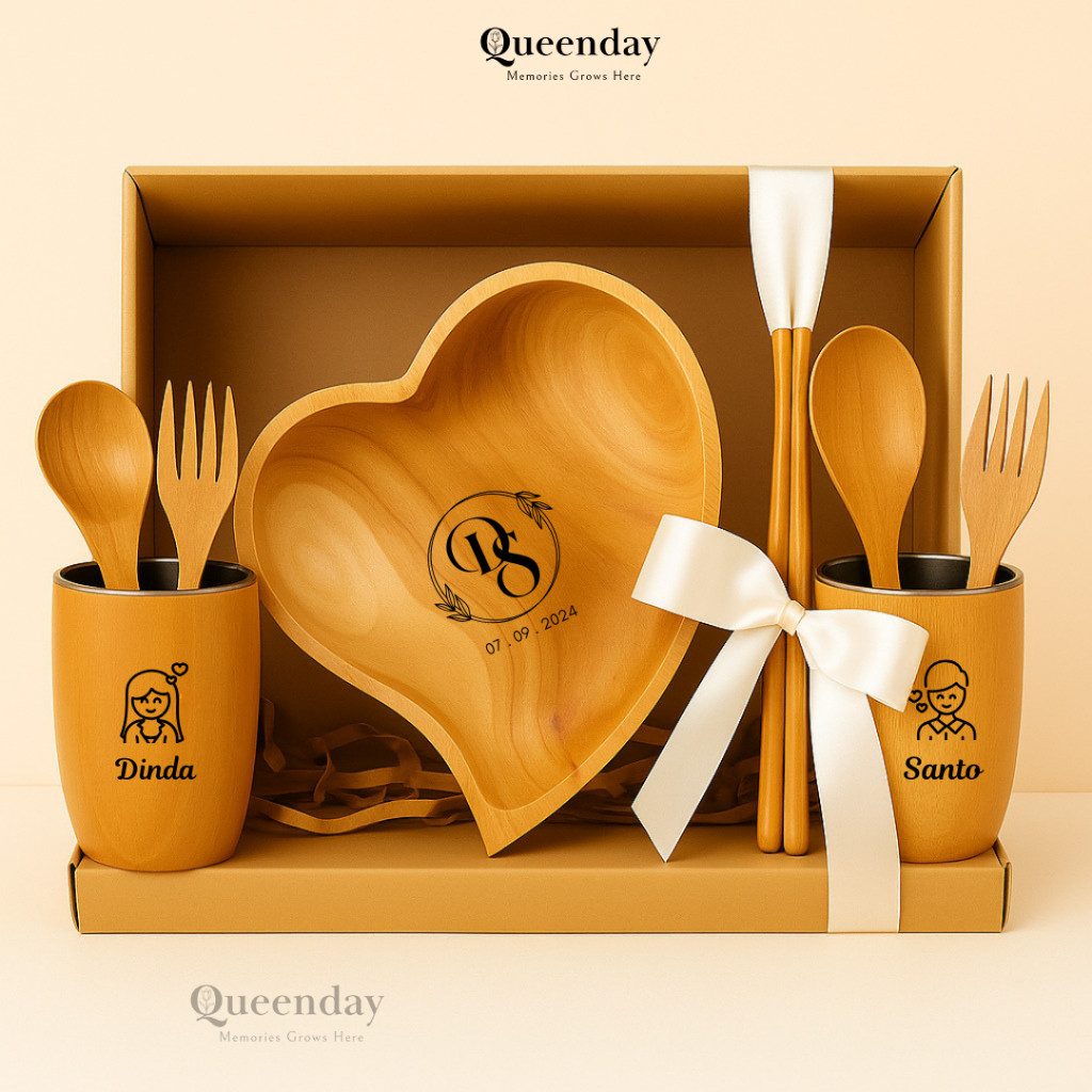 [FREE GRAFIR] HAMPERS RINJANI SET MUG KAYU PIRING LOVE SENDOK SUMPIT CUSTOM DESIGN KADO WEDDING