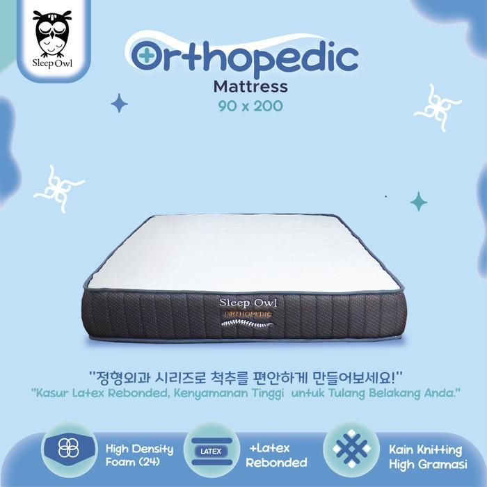 PROMOSLEEP OWL ORTHOPEDIC Kasur Busa Rebonded Latex 90 x 200 Fullset - Matras, 90READY