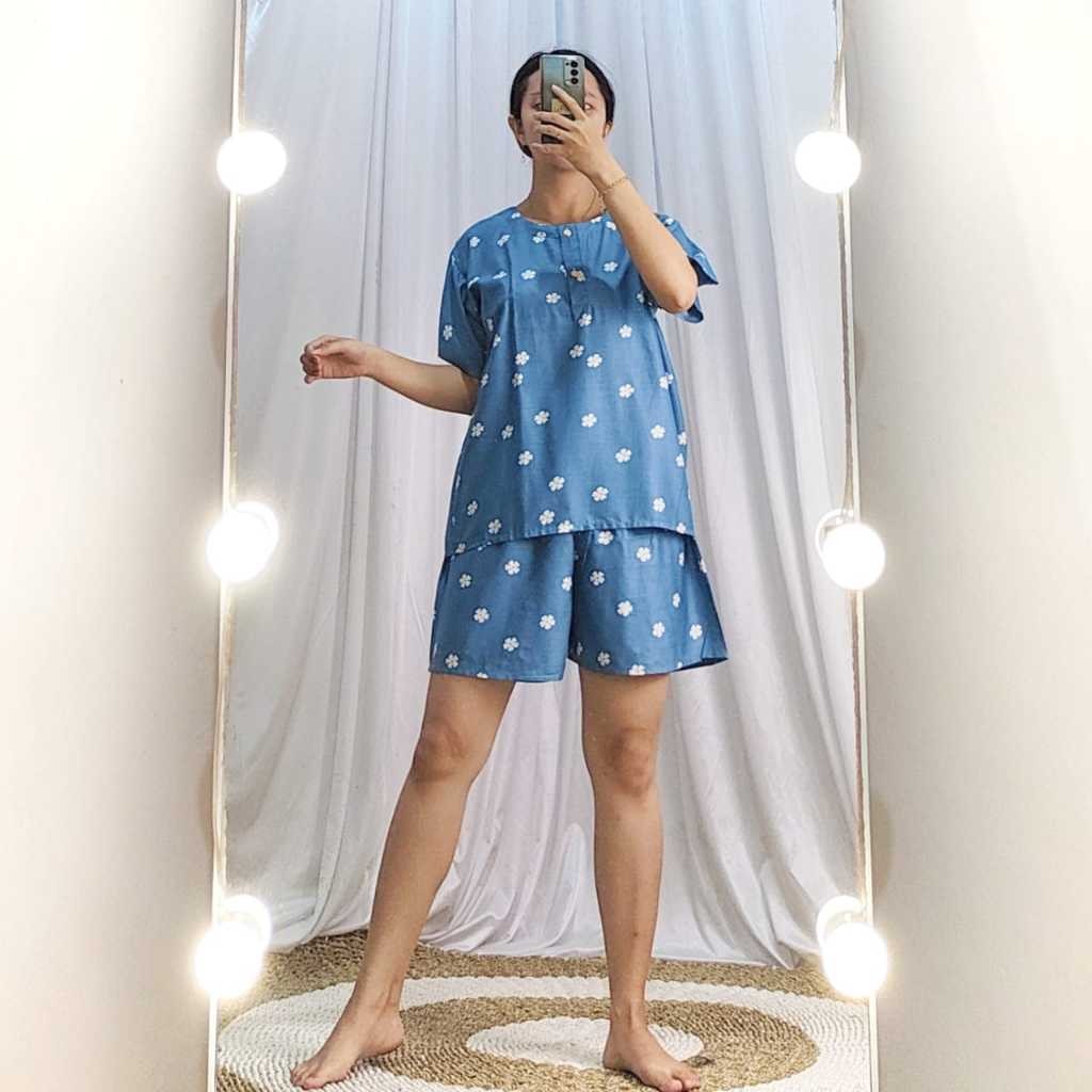 PIYAMA BAJU TIDUR SETELAN DEWASA STANDAR CELANA PENDEK BABY DOLL GOGO RAYON