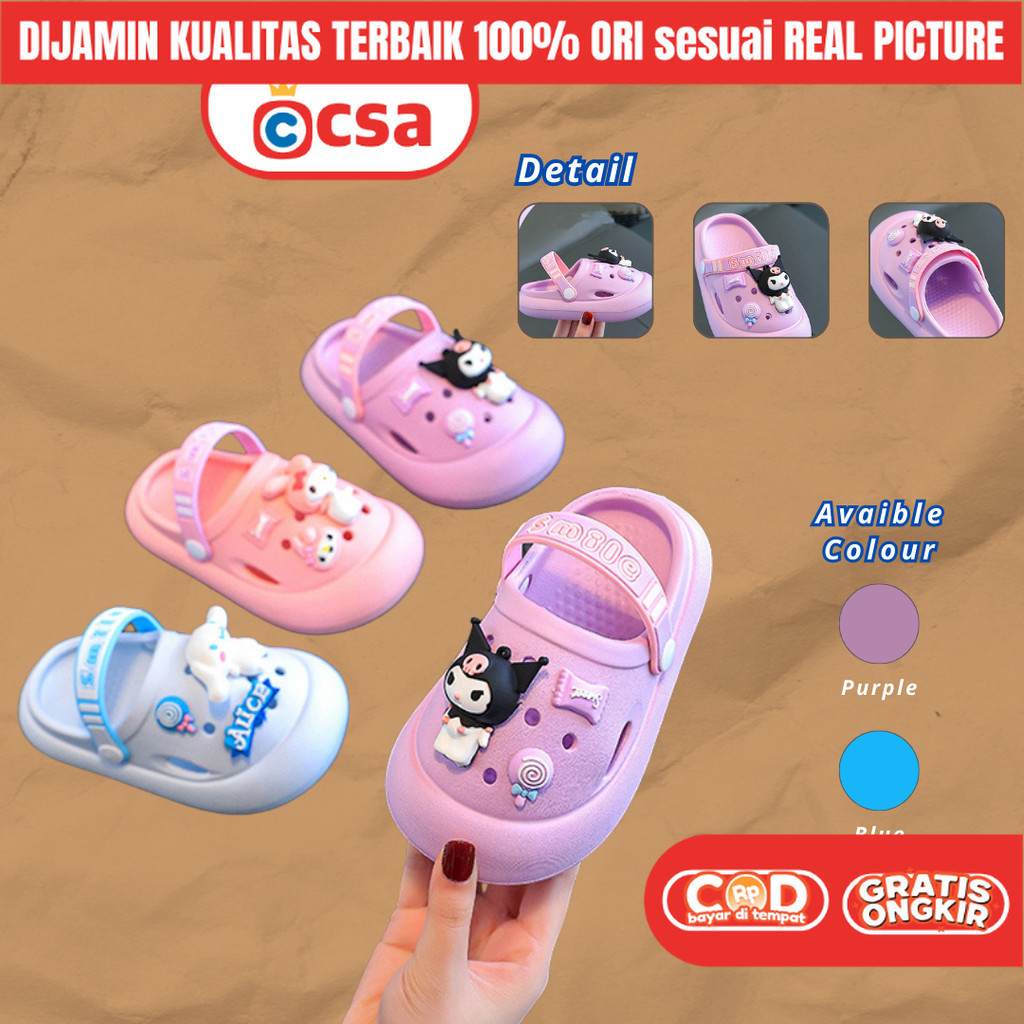 CSA Sandal crocs  anak perempuan laki laki motif lucu murah usia 2 5 tahun original 100%