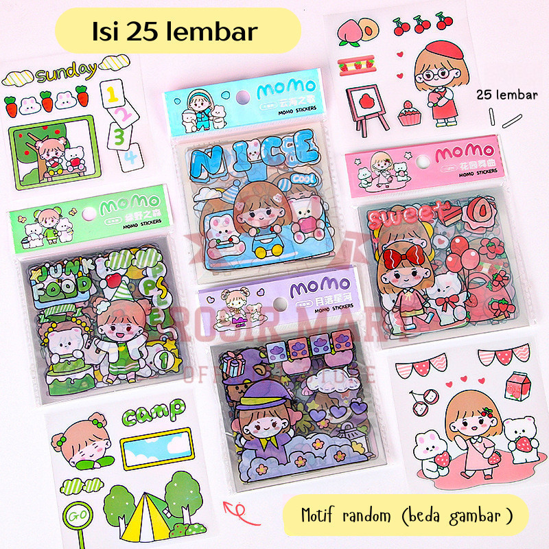 SBT Isi 25 lembar Stiker Momo Stiker Botol Minum Tumblr Stiker Buku Diary HP Laptop DIY Aesthetic Se