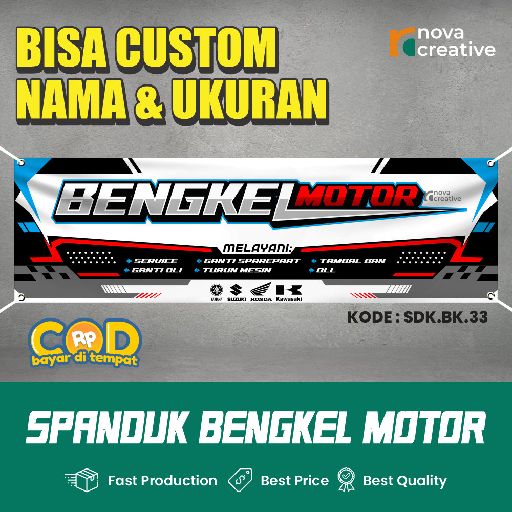 spanduk bengkel motor custom gratis desain
