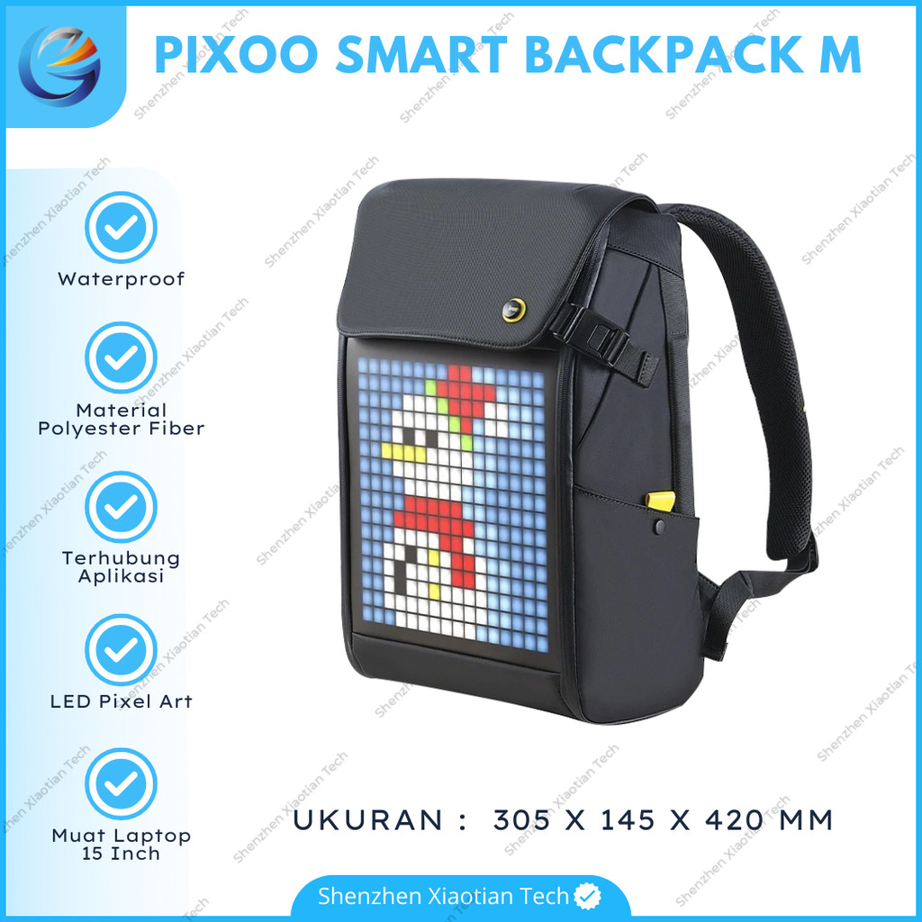 Tas Led Backpack-M Pixel Art 15 Inch Waterproof | Tas Travel Pixel Art RGB | Tas Laptop Backpack Pix