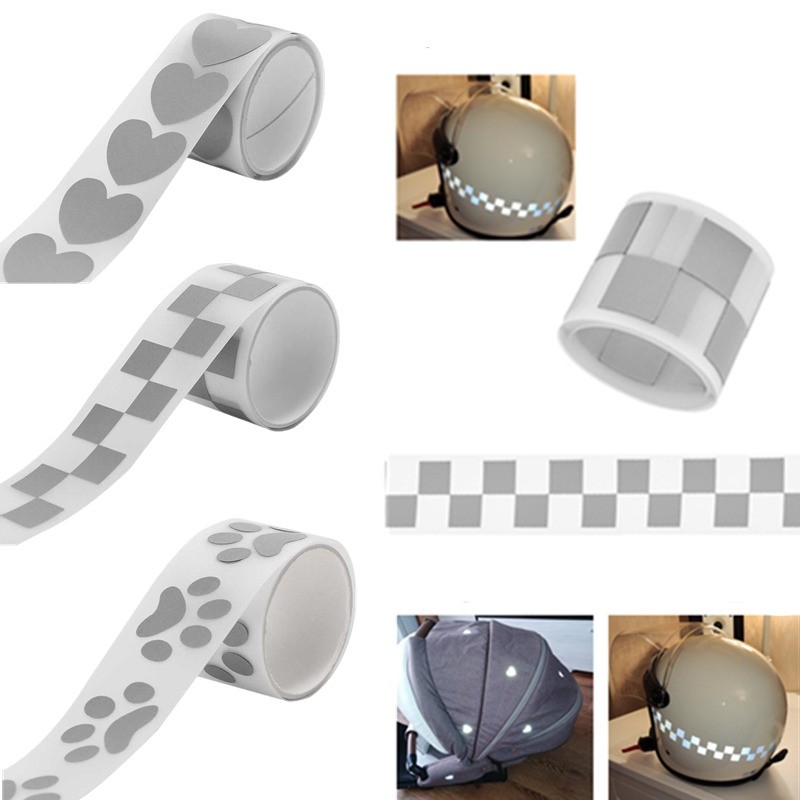 1 Roll 1Mx3cm Heart Star Reflective Tape Sticker for Clothing Iron Bagpack T-shirt Heat Glow in The 