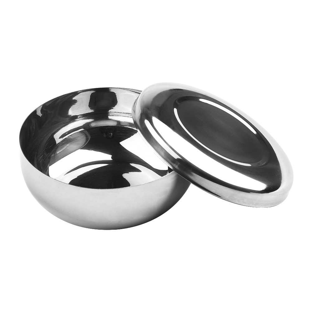 Korean Stainless Steel Rice Bowl With Cover Metal Rice Cereal Serving Bowl Anti-Scag ild Small Bowl 