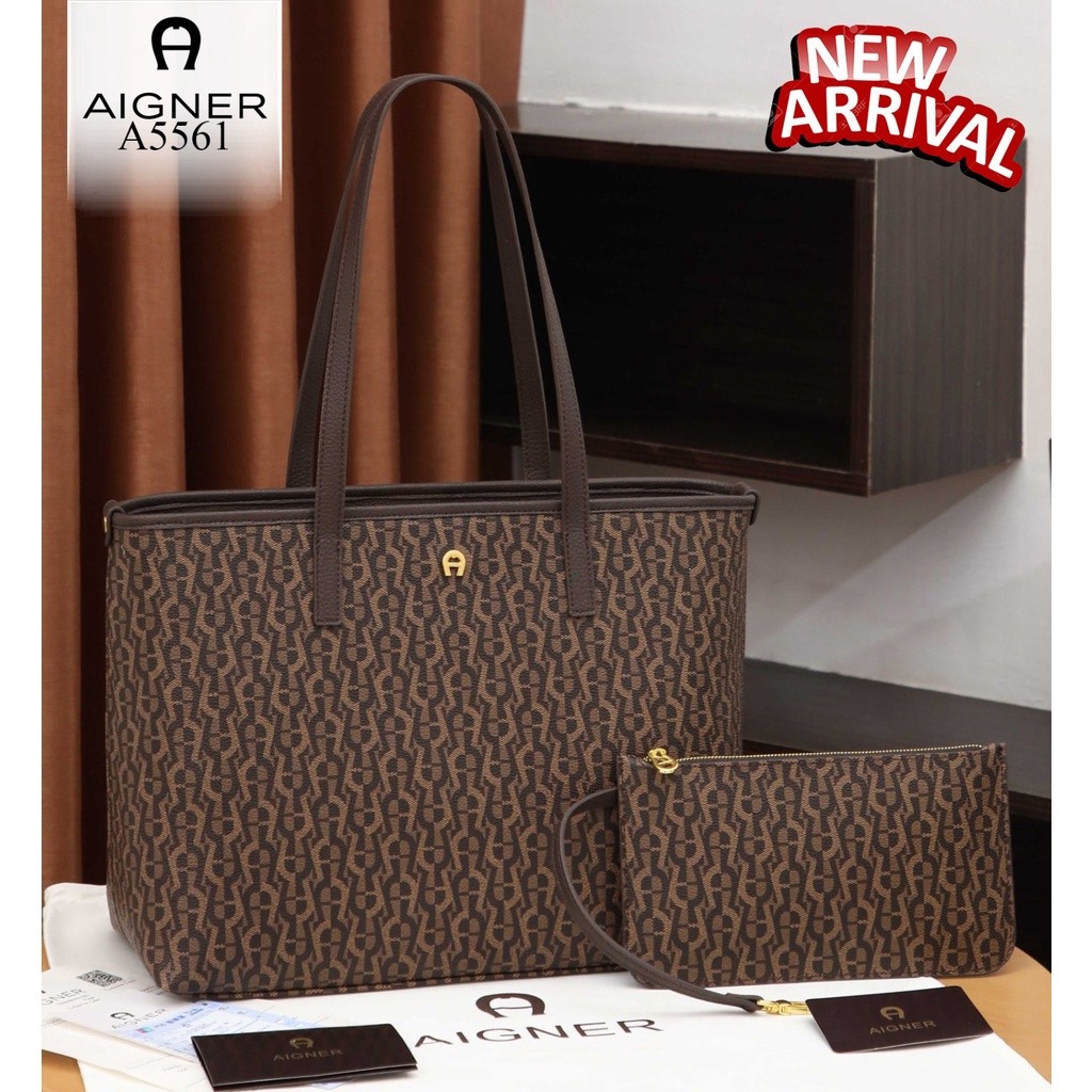 JB2 Aigner ILONA Fango Shopper A5561 Tote Bag Signature 2in1 With Wallet