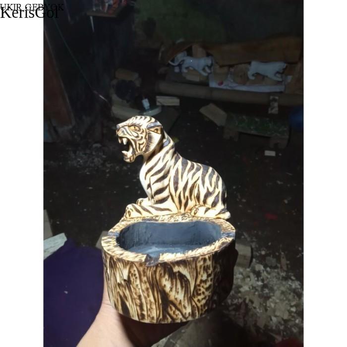 TERMURAH Asbak Ukir Macan Kayu GL5
