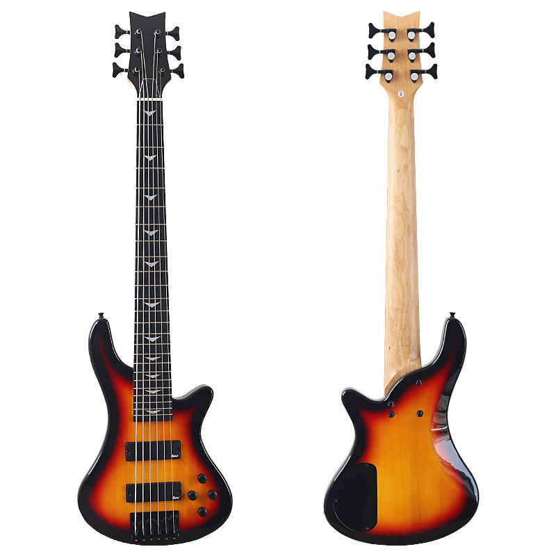 Sunburst 6 String Electric Bass Guitar 43 Inch Bass Guitar High Gloss Full Basswood Body Good Handic