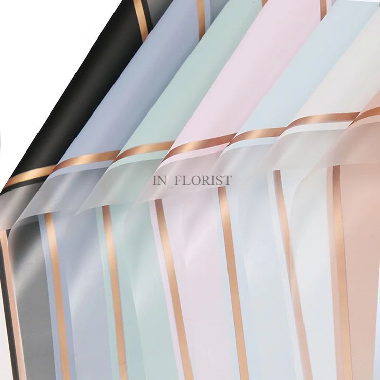 INFLORIST Kertas Buket Frame Transparanst Buket Bunga Wrapping Paper List Gold Frame Flower Cellopha