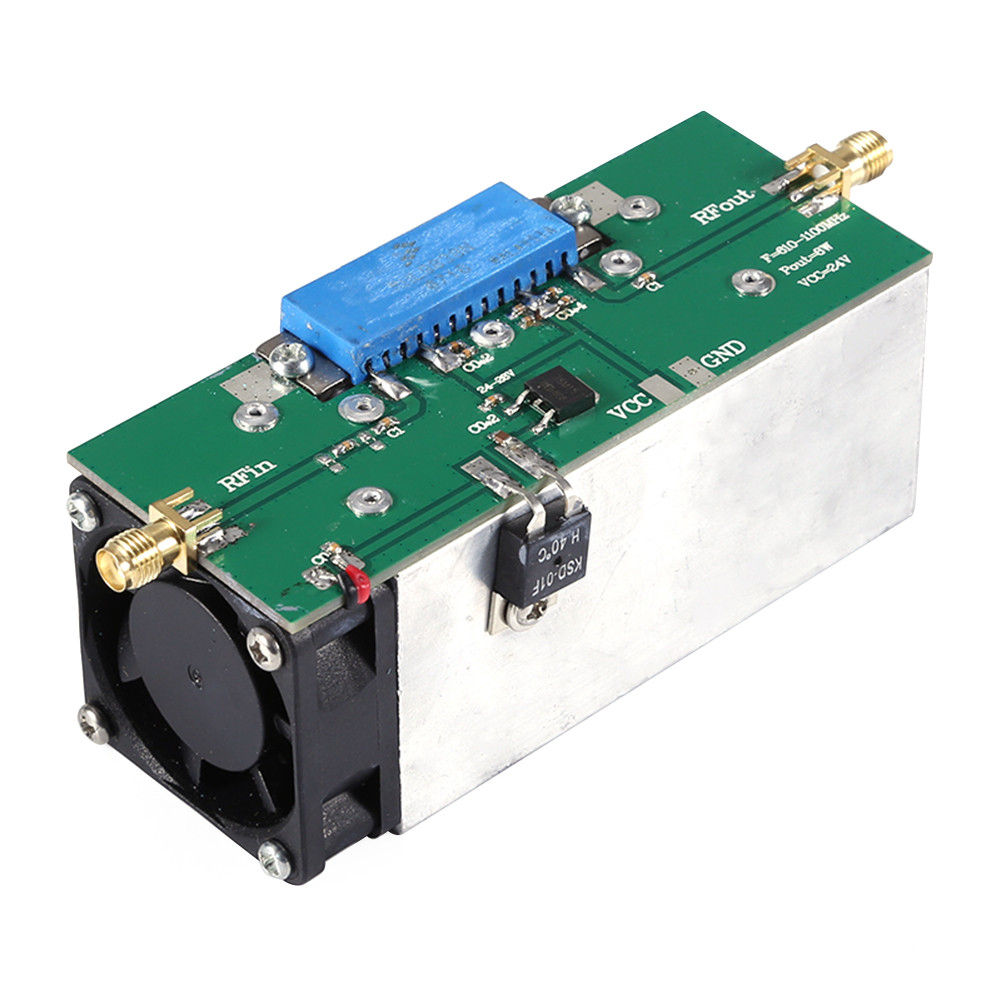 New 600-1100MHz RF Power Wideband Amplifier Gain 30dB Pout 8W Low-noise Amplifier with Heat Sink RF 