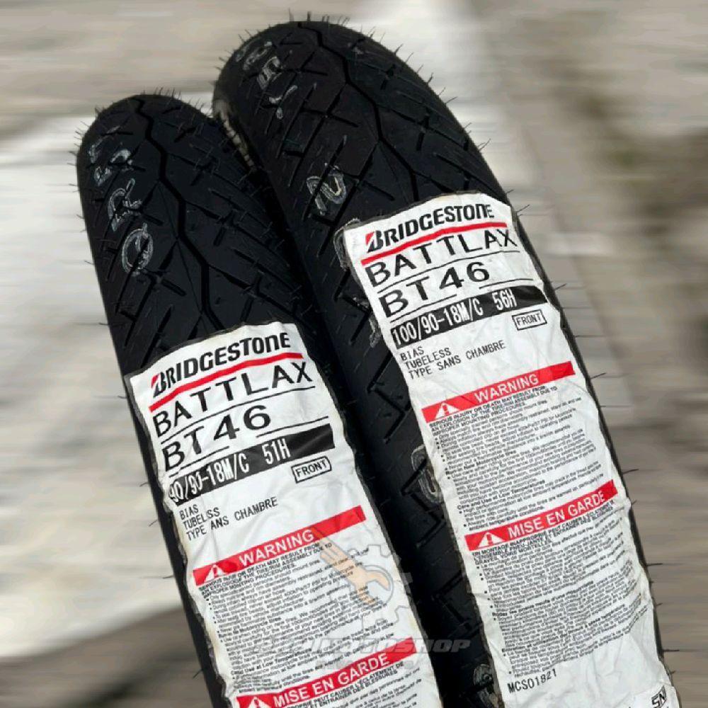 Set Ban Battlax BT46 90/90-18 & 100/90-18 TUBELES Made in Japan