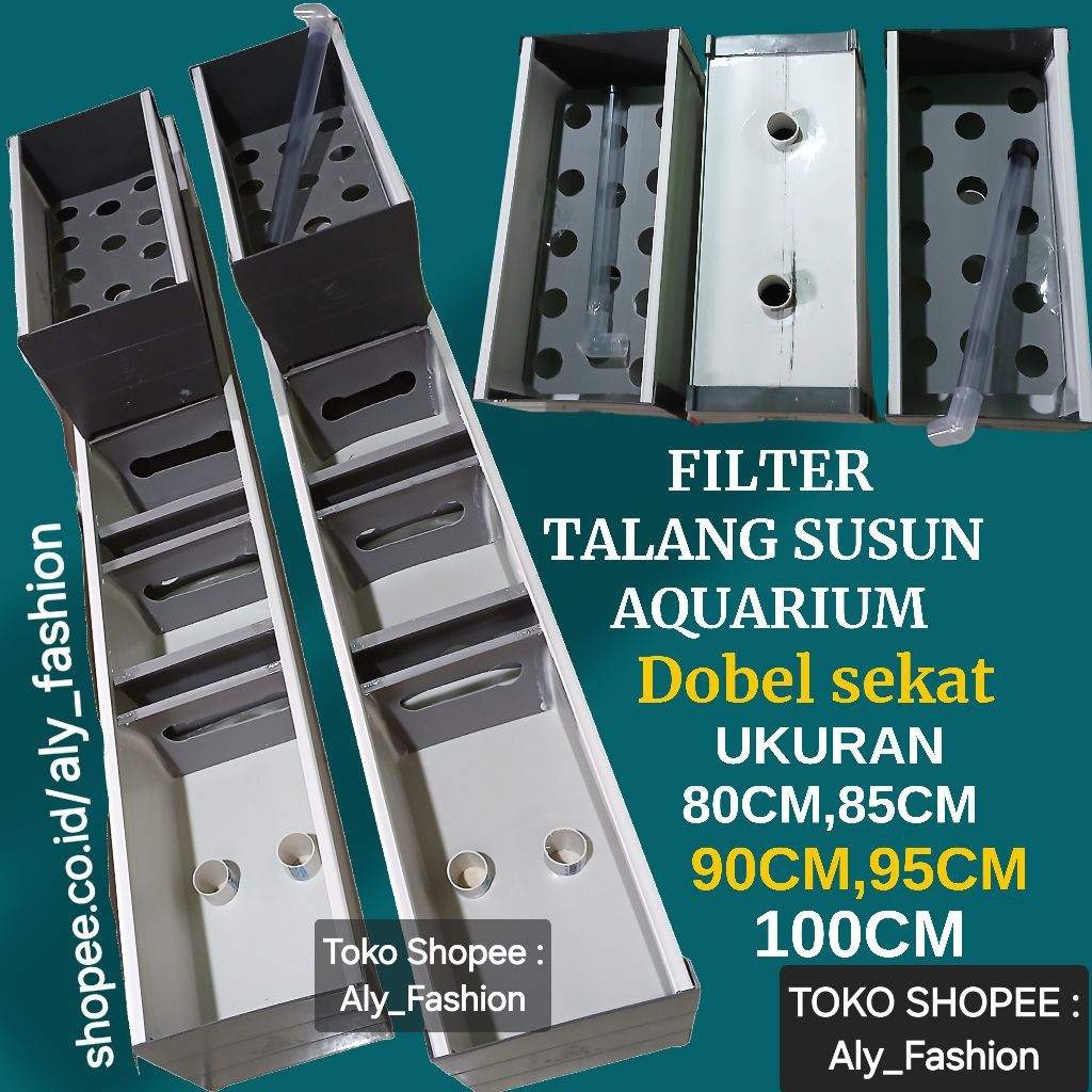 Filter Talang susun Dobel Sekat UK 100cm Akuarium PVC /UK 120CM/UK 130CM/UK 140CM/UK 150CM/UK 110CM/