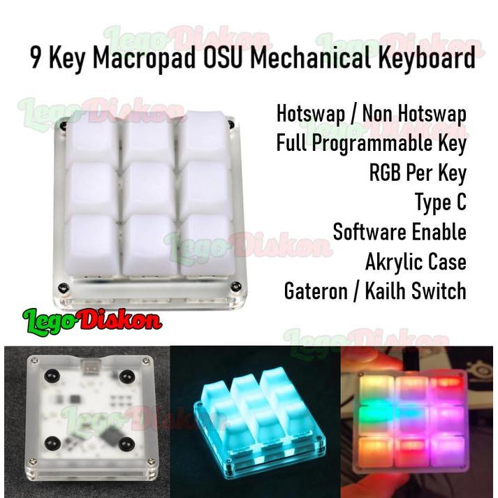 Macropad OSU Mechanical Keyboard Programmable Key Macro RGB - Trans Black