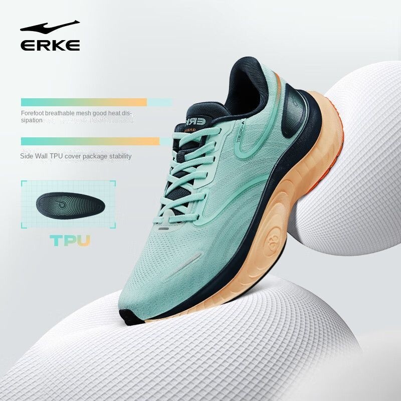 Sepatu Lari Erke Hongxing  Wuxing Pria, Antilembap, Sepatu Olahraga Empuk