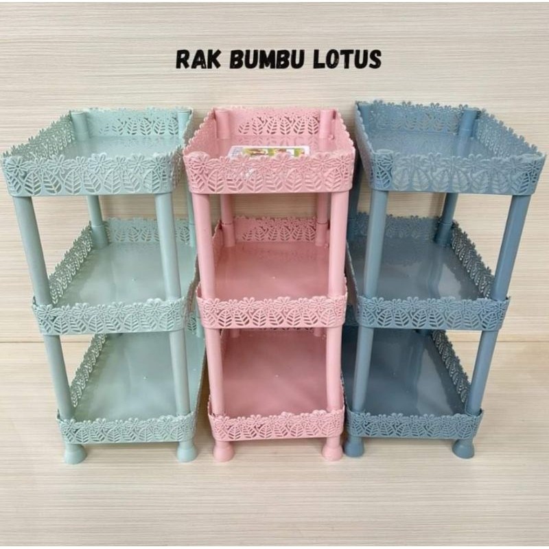 Rak Bumbu Lotus 3 Susun Plastik Kotak/Bulat