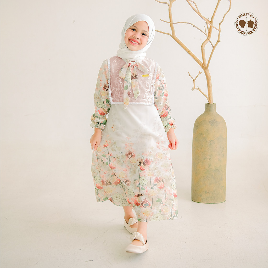 FASHION WANITA MARVES Shafira Gamis Baju Muslim Anak Perempuan Set Hijab Bahan Crinkle Usia 1 Hingga
