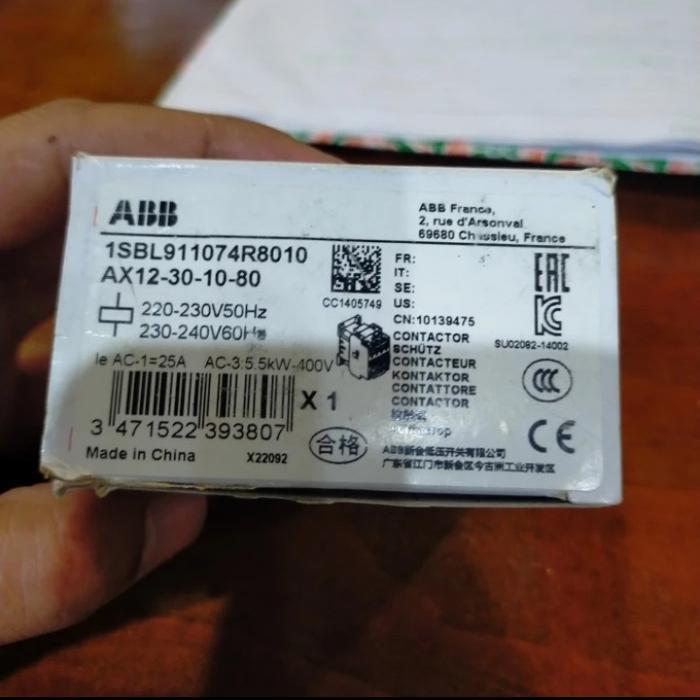 kontaktor abb ax12 30 10 coil 220v