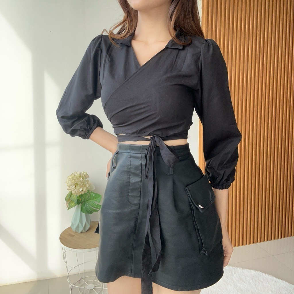 Flovera —— (Real Picture) Angelie Polka Wrap Top Loly Top Basic Kalea Wrap Top Desita Crop Wrap Blou