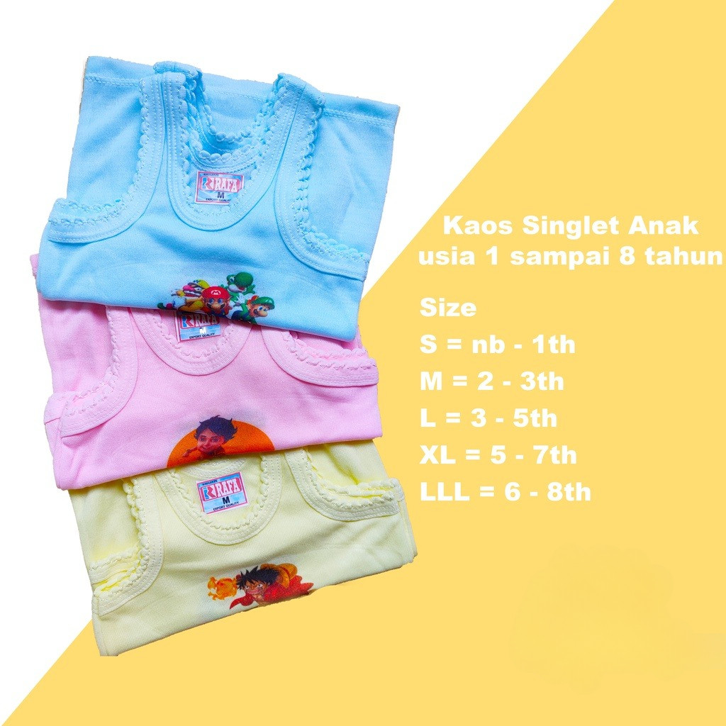 PAKET 6 PCS Kaos Singlet / Kaos Sangsang Anak