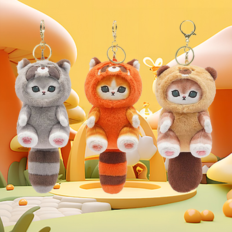 Fusandi Shark Cat Cute Cartoon Mofusand Cat Koleksi Boneka Kucing Keychain Lucu Dan Unik