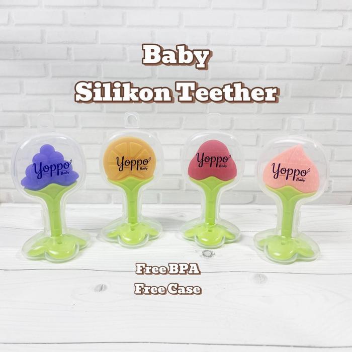 YoppoBaby Teether Buah Silikon Bayi / Mainan gitan Bayi empeng  tangan teether - Strawberry