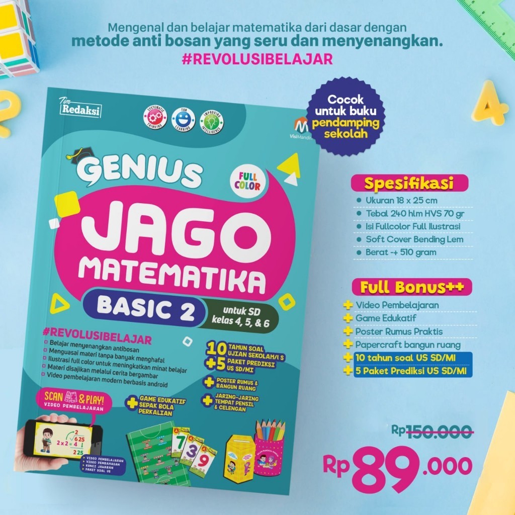 [READY] GENIUS JAGO MATEMATIKA Basic 1 2 ANAK CEPAT BERHITUNG MTK DASAR BUKU CALISTUNG