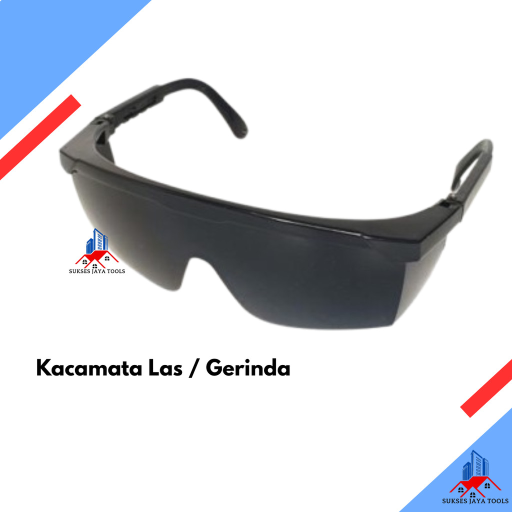Kacamata Las / Kaca Mata Safety Gurinda Hitam Smoke/ Hitam