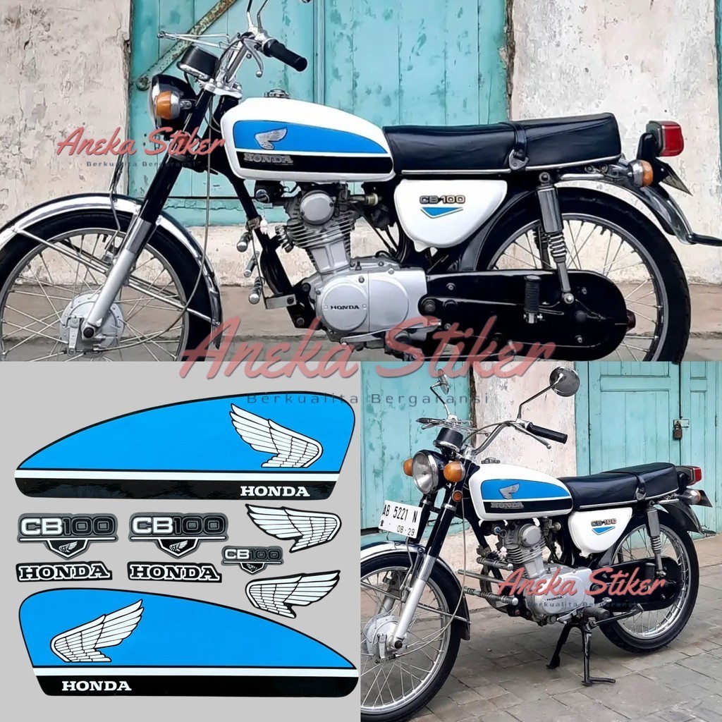 Striping Stiker untuk CB100 CB Dilan Jadul Old Biru Fullset kualitas seperti original