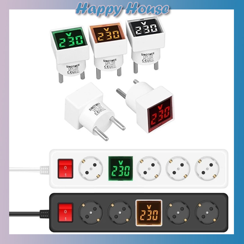 Volt Meter Digital Plug In / Colokan With Indicator Lamp LED Bentuk Kotak