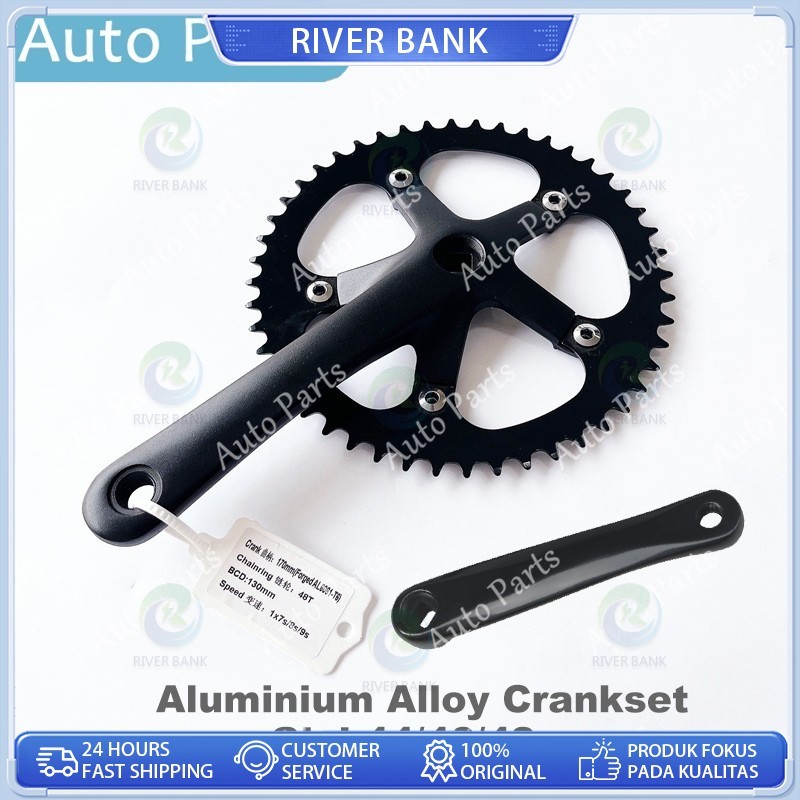 Crankset BB Kotak Chainring 44t-48t Full Hitam