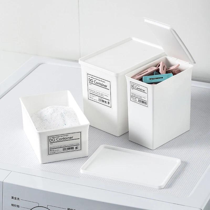 Refillable Household Storage Baskets Bottle Laundry Powder Storage Box Covered Washing Powder Laundr